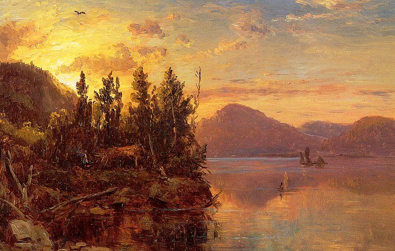 Regis-Francois Gignoux  Lake George at Sunset 1862 Norge oil painting art